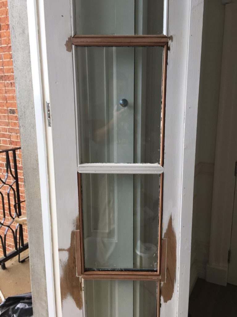 French door repairs and new glazing bars and beading all in hardwood