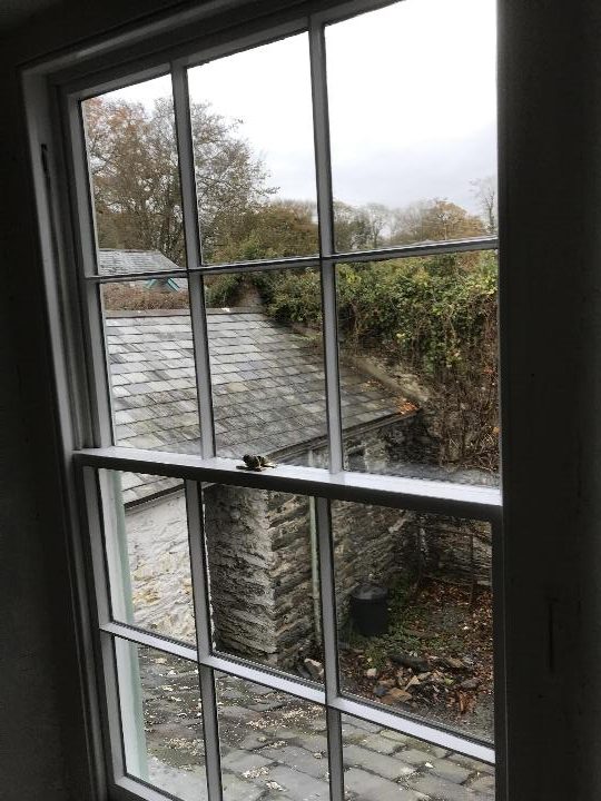 This is a georgian sash window in a grade II listed building that has been draught proofed and fitted with slenderpane double glazing,