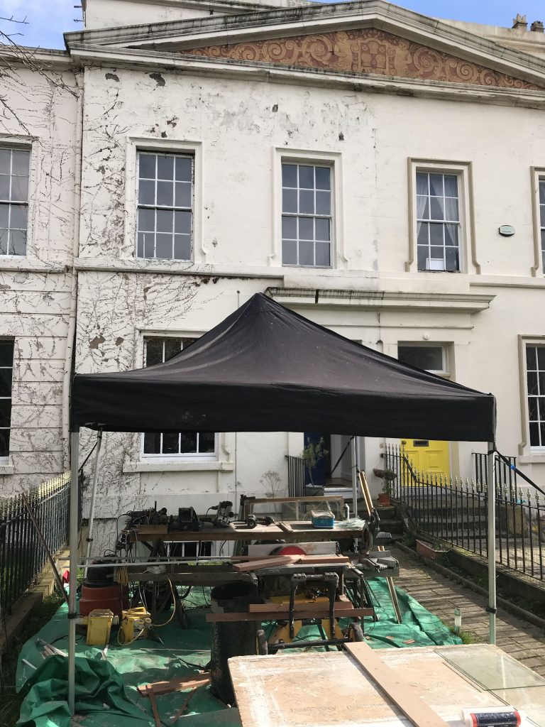 Gazebo to keep the workers dry